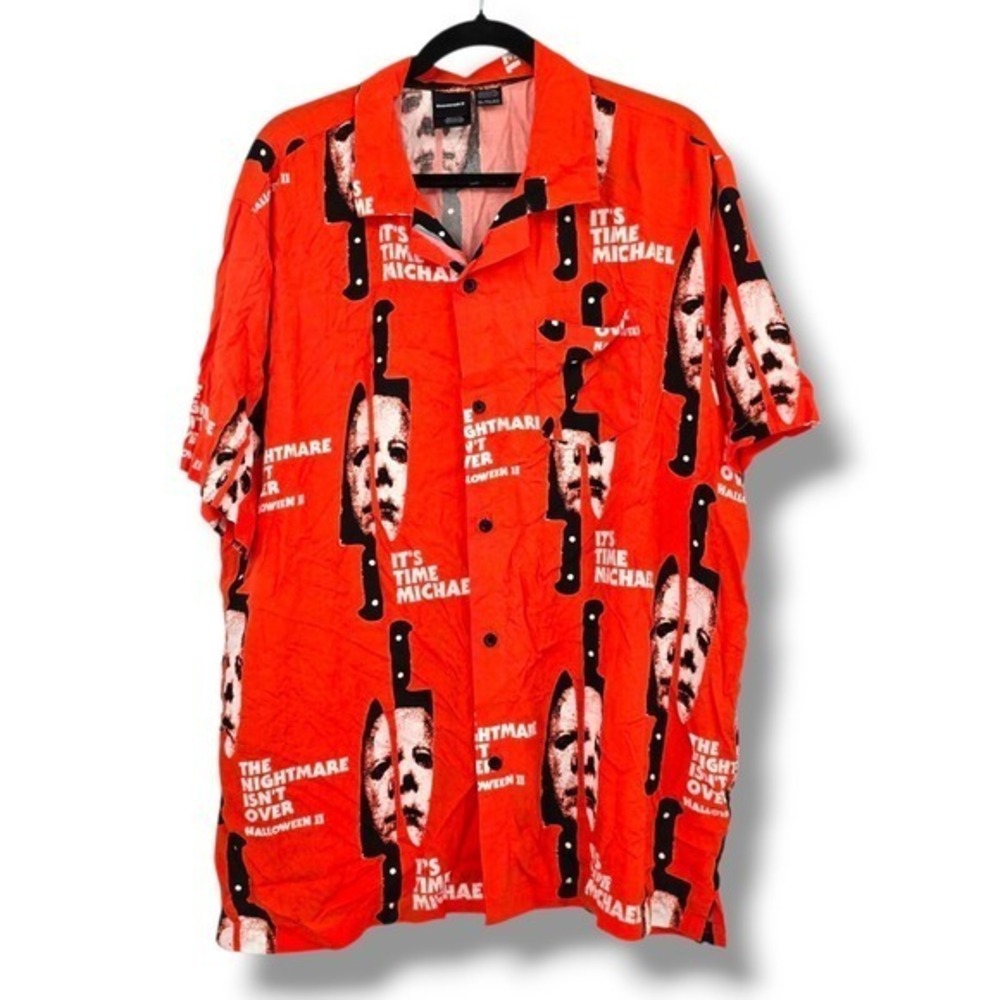 New Halloween‎ II Michael Myers Button Up Shirt Horror Movie Graphic XL